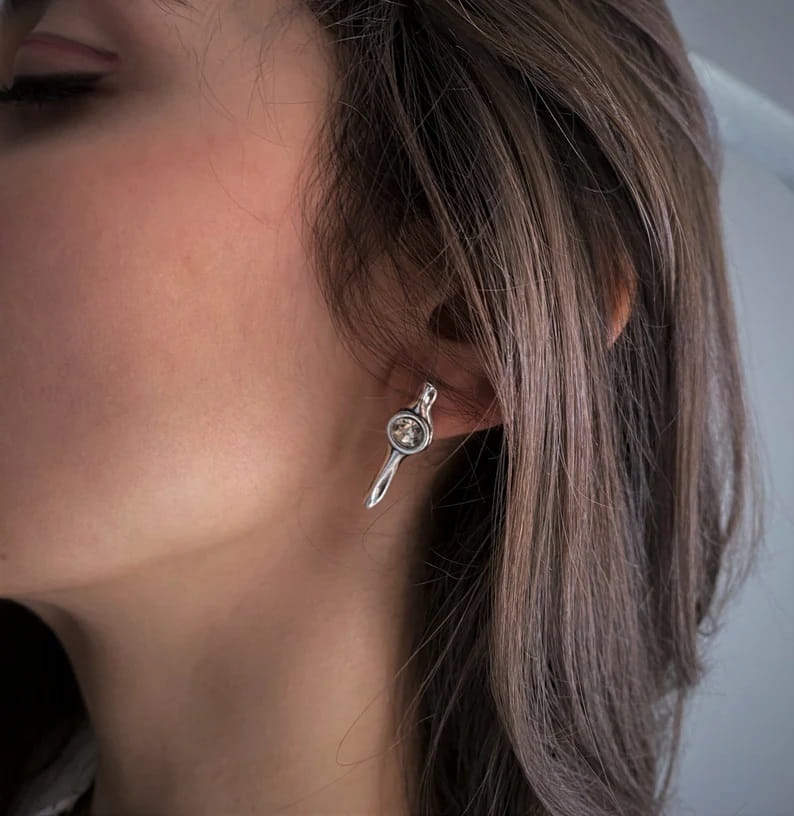 Ohrringe mit Diamantfarbe Swarovski-Stein - Kleiner Baumstamm